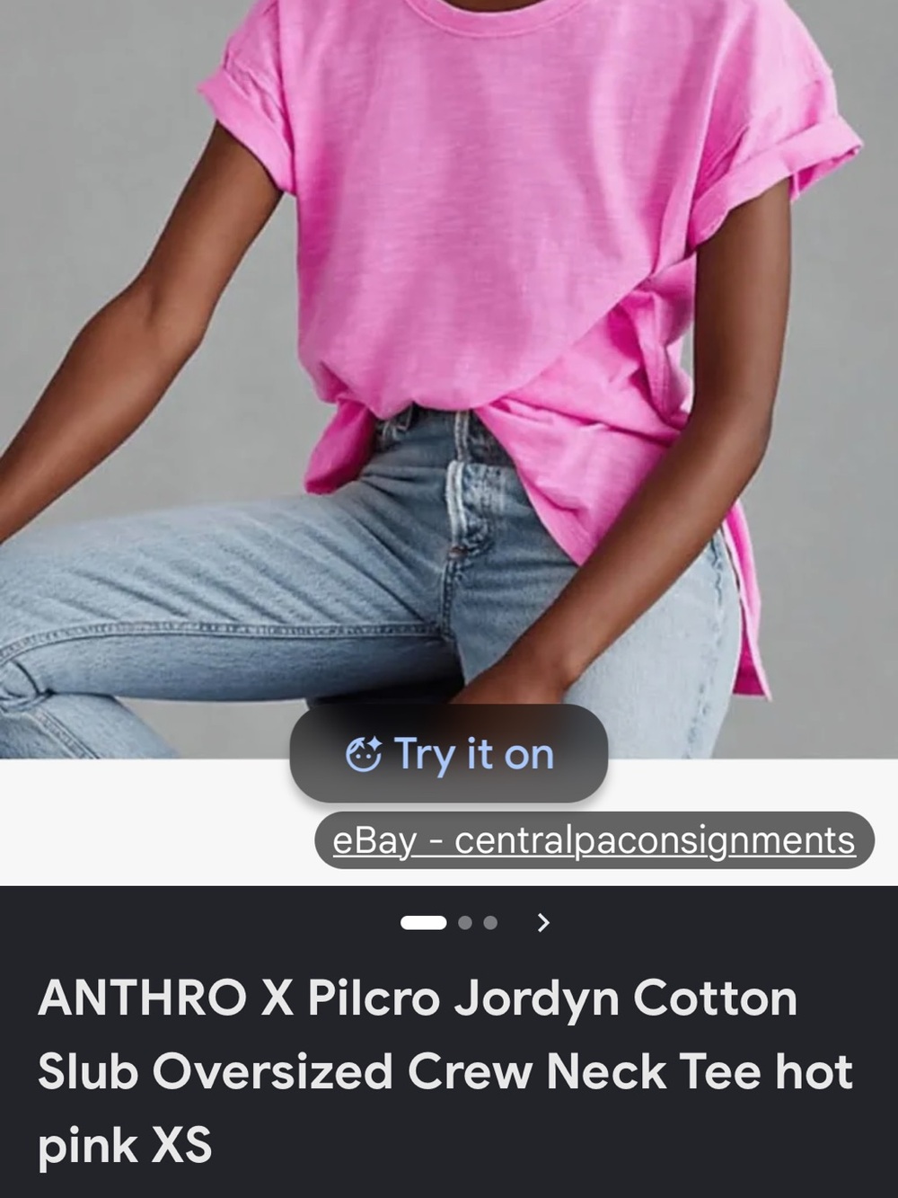 Anthro X Pilcro Jordyn Cotton Slub Oversized Crew Neck Tee L - Picture 8 of 8